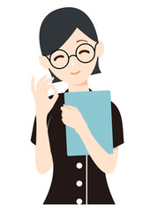 OKサインをする笑顔の女性看護士_ポーズ3g