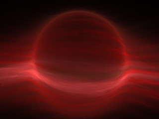 Abstract Spherical Shape 3D Illustration - Colorful gradients of light warped into the shape of a sphere. Brilliant red glowing lights, bending of light, refraction concept
