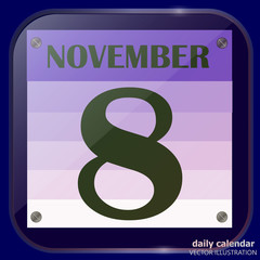 November 8 icon. For planning important day. Banner for holidays and special days. Vector illustration.