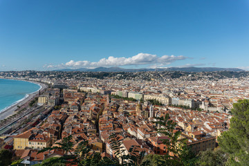 Nice old town panorama, French Riviera