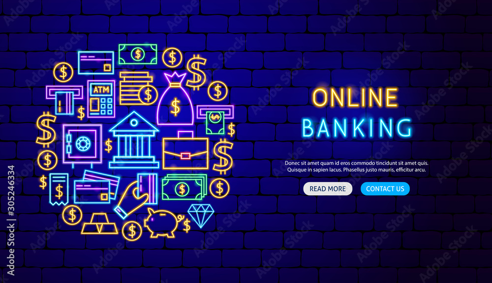 Poster banking neon banner design