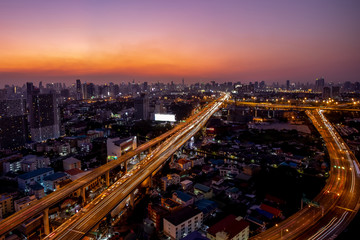 Naklejka premium Highway and main traffic in Bangkok, Thailand
