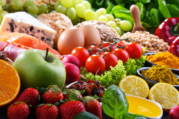 Assorted organic food products on the table