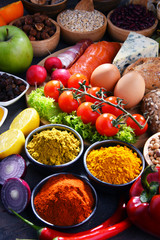 Assorted organic food products on the table