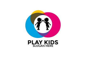 Play kids logo template vector