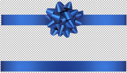 blue bow and ribbon illustration for christmas and birthday decorations - obrazy, fototapety, plakaty