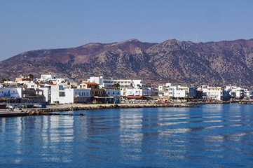 A town with a port and beach on the coast of the island of Kos in Greece.