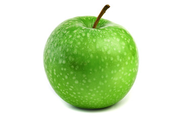 Green apple on white background, fresh natural fruit