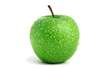 Green apple on white background, fresh natural fruit