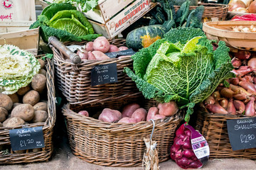 fresh vegetables at borough market in London 