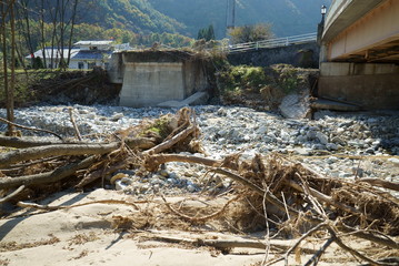 Obraz premium Typhoon damage in Ueda City