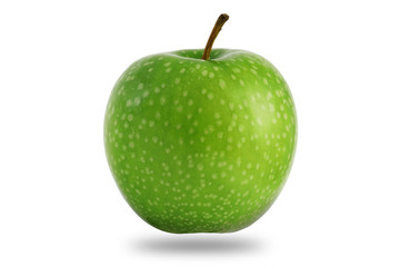 Green apple on white background, fresh natural fruit