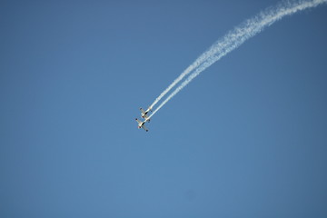 airplane in a airshow in the sky