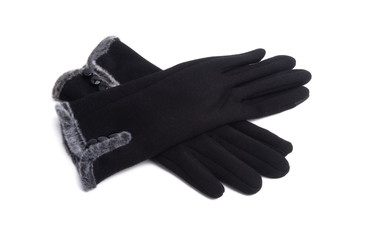 black winter gloves isolated