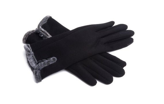 Black Winter Gloves Isolated