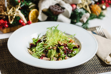 fresh salad on the Christmas table
