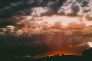Dark Moody Cloud on the Sky.