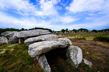 Dolmen and menhir near Carnac in Brittany