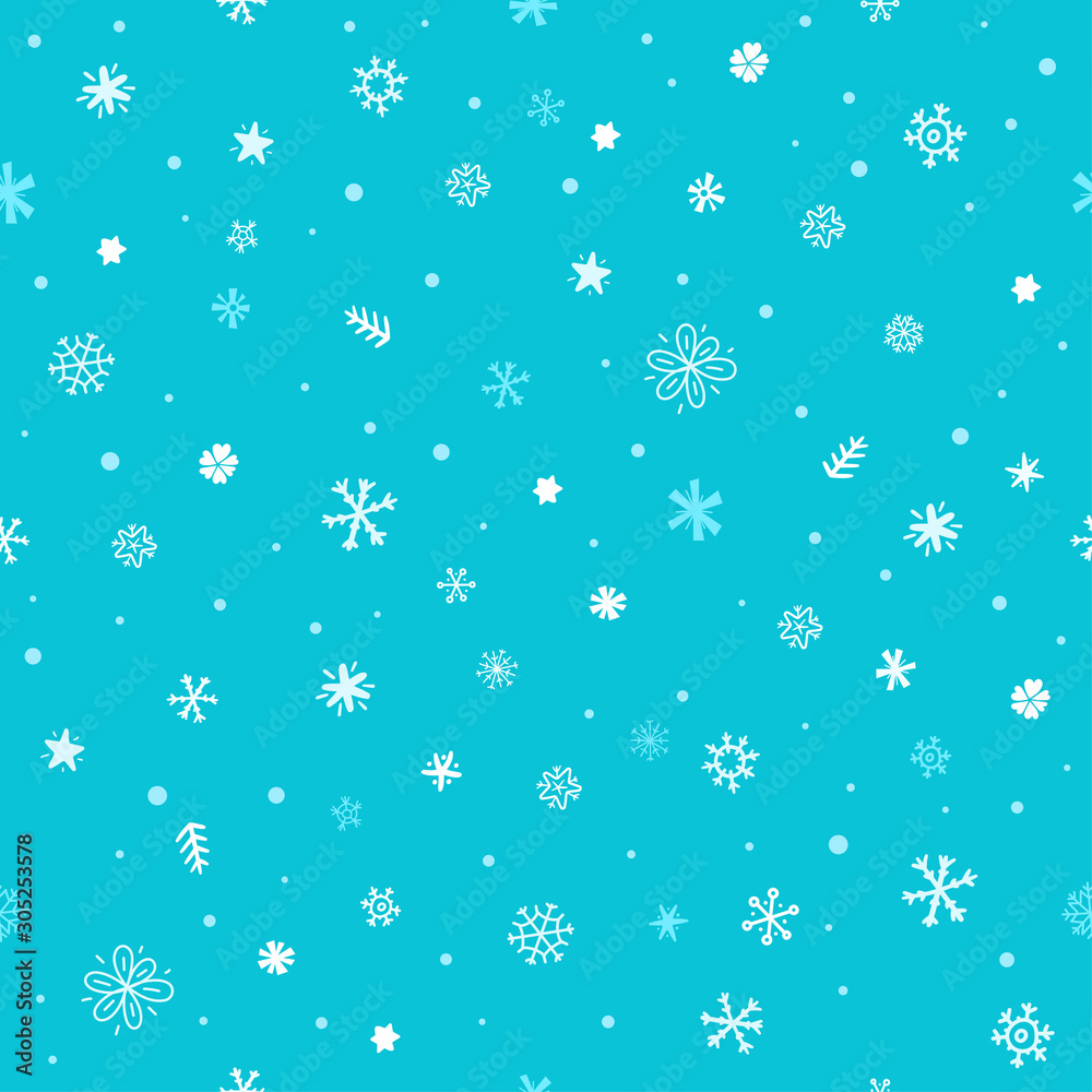 Aufkleber seamless pattern of different winter snowflakes