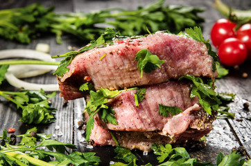 Raw pork steak