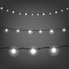 Bright Christmas lights vector clipart isolated on transparent