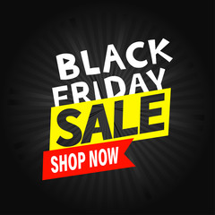 Naklejka na ściany i meble Black Friday vector banner. Shop now concept