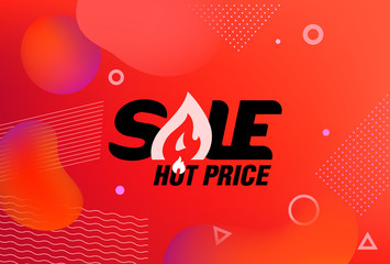 Red modern landing template with different geometric shapes