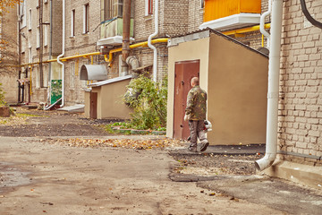 house maintenance. utility services. autumn cleaning fallen leaf