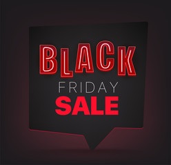 Black friday vector concept with neon letters