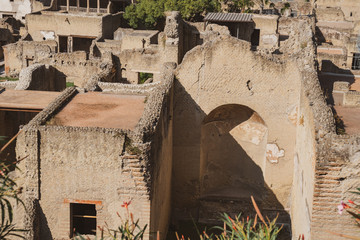 Ruins of Herculaneum, which was covered by volcanic dust after Vesuvius eruption. Italy.