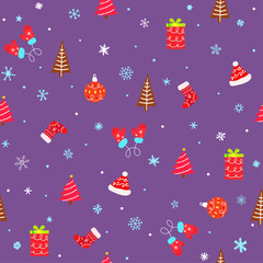 Holiday seamless pattern with christmas elements. Vector wrapping background