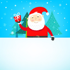 Christmas greeting card vector template with cartoon snowman