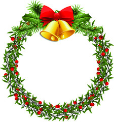 Fototapeta na wymiar Christmas wreath element created in vector. Vector layout with copy space.