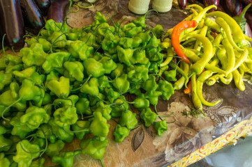 Fresh vegetables. Raw vegetables and fruits background. Healthy organic food concept