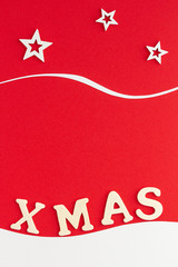 Christmas composition. Xmas star top view background with copy space for your text. Flat lay.