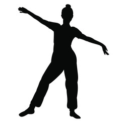 isolated, silhouette dancing graceful girl dance