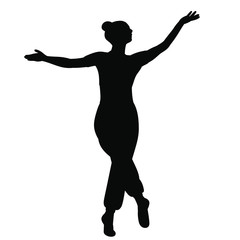 isolated, silhouette dancing graceful girl dance