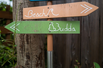 Waysigns to beach and buddha in Kamakura