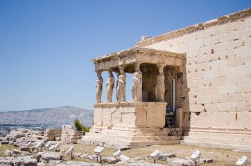 Figures of the Caryatid Porch of the Erechtheion on the Acropolis at Athens. Greece