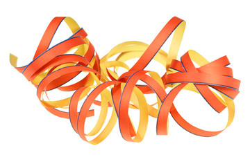 Bunte Luftschlangen vor einem wei&szlig;en Hintergrund.