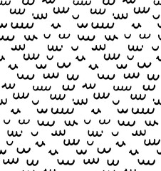 Seamless pattern with hand-drawn flakes. Doodle style.  Black particles isolated on white backgorund. Repeatable. Use it for backdrop, wrapping paper, textile design