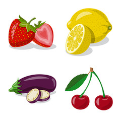 Isolated object of vegetable and fruit symbol. Set of vegetable and vegetarian vector icon for stock.