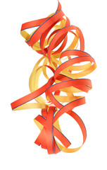 Bunte Luftschlangen vor einem wei&szlig;en Hintergrund.