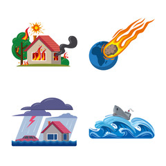 Isolated object of natural and disaster icon. Collection of natural and risk stock vector illustration.