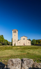 Fototapeta premium San Vincenzo al Volturno is a historic Benedictine monastery located in the territories of the Comunes of Castel San Vincenzo and Rocchetta a Volturno. The church of the new abbey.