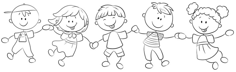 Kinder halten sich an den Händen - Vektor-Illustration
