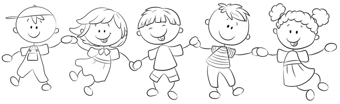 Kinder halten sich an den Händen - Vektor-Illustration