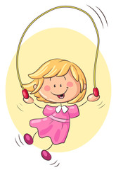 Mädchen beim Seilspringen - Vektor-Illustration