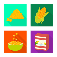 Vector illustration of cornfield and vegetable icon. Set of cornfield and vegetarian stock vector illustration.