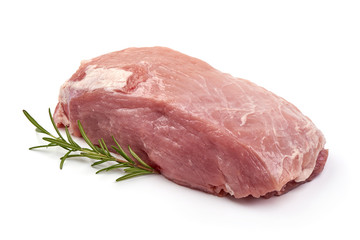 Raw pork neck, isolated on white background